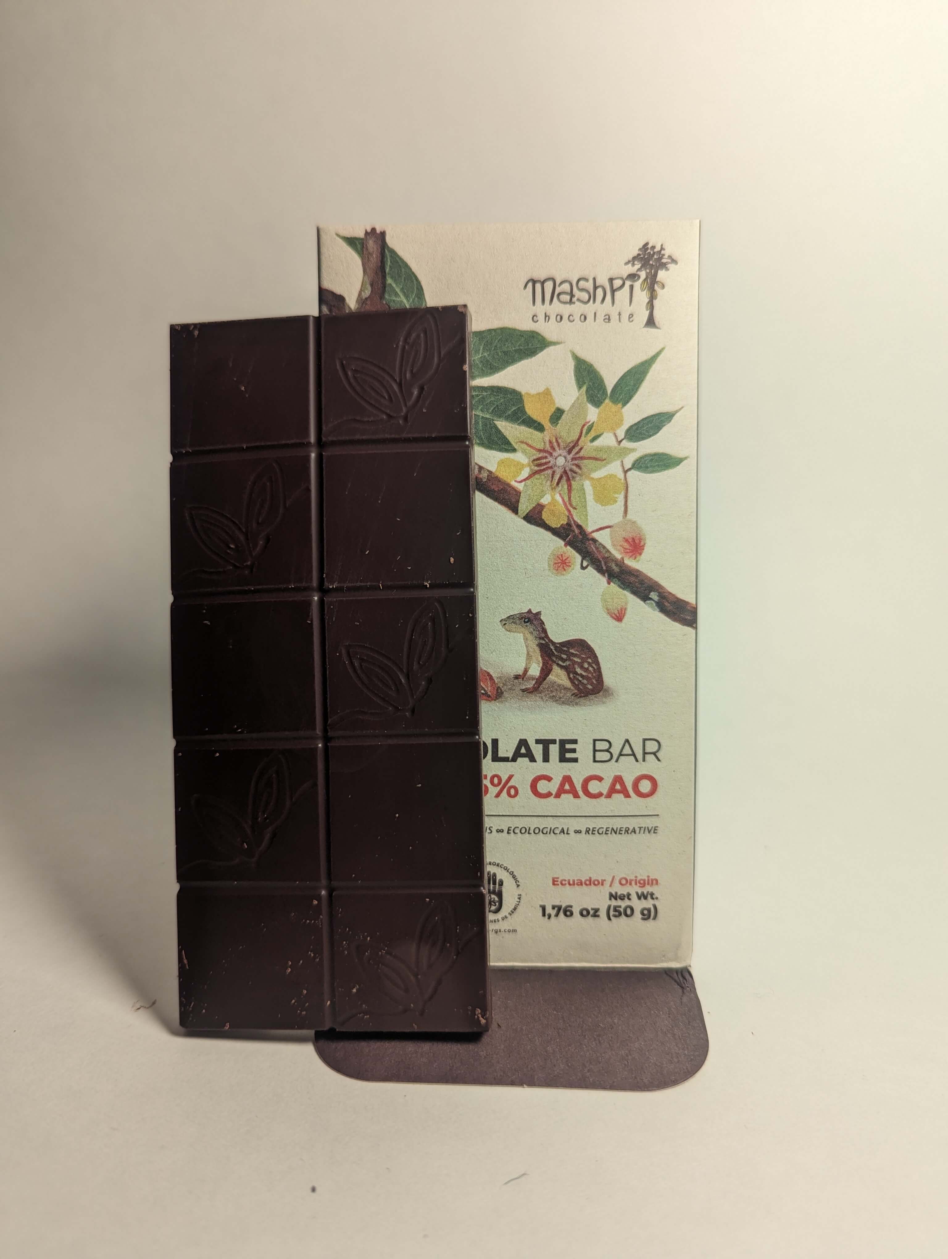 65% cacao chocolate bar, featuring a rich blend of smooth dark chocolate with a balanced flavor profile, perfect for gourmet snacking and baking -Mashpi-Chocolate-in-Ecuador