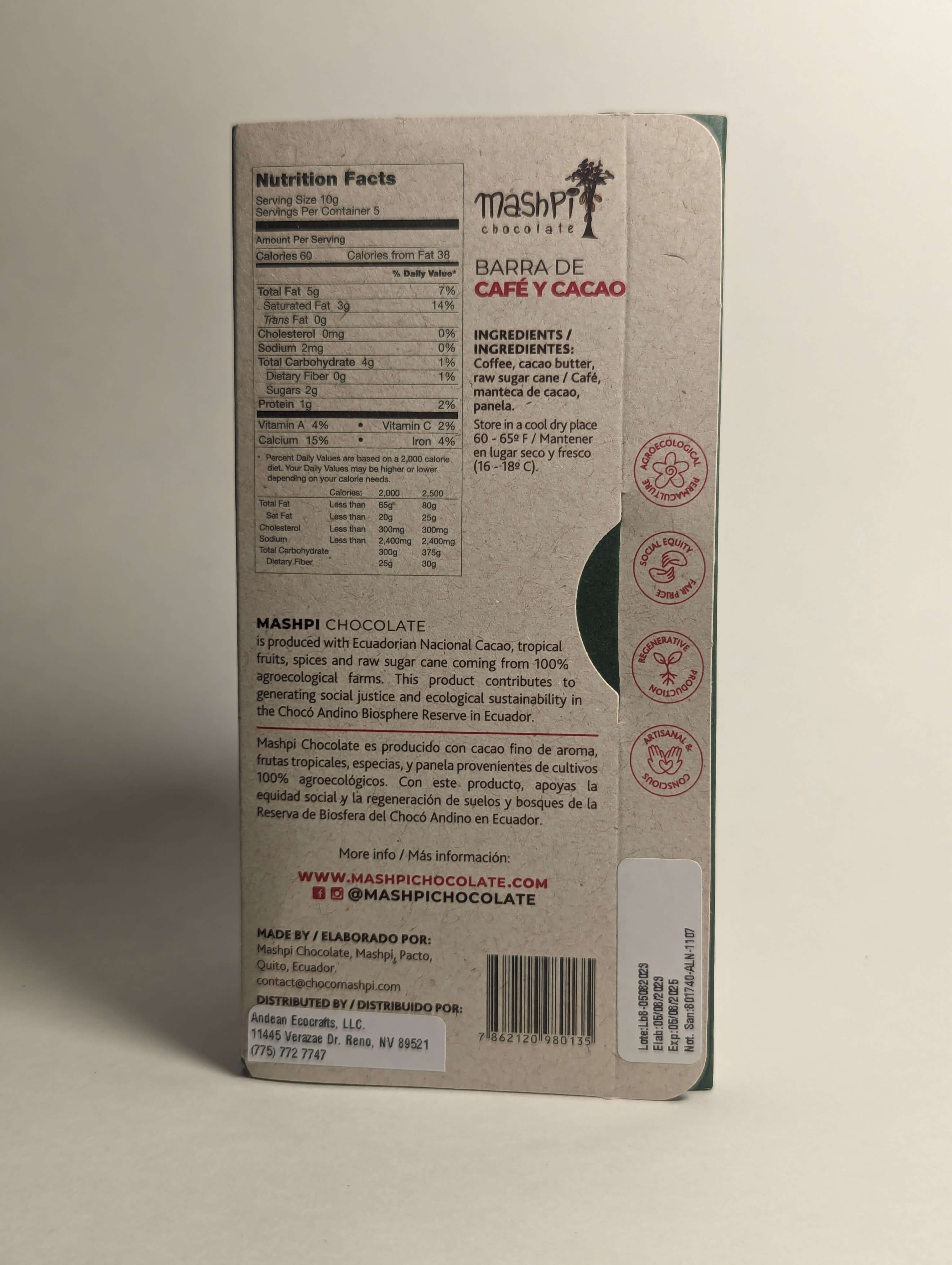 Coffee Chocolate Bar - Mashpi Chocolate