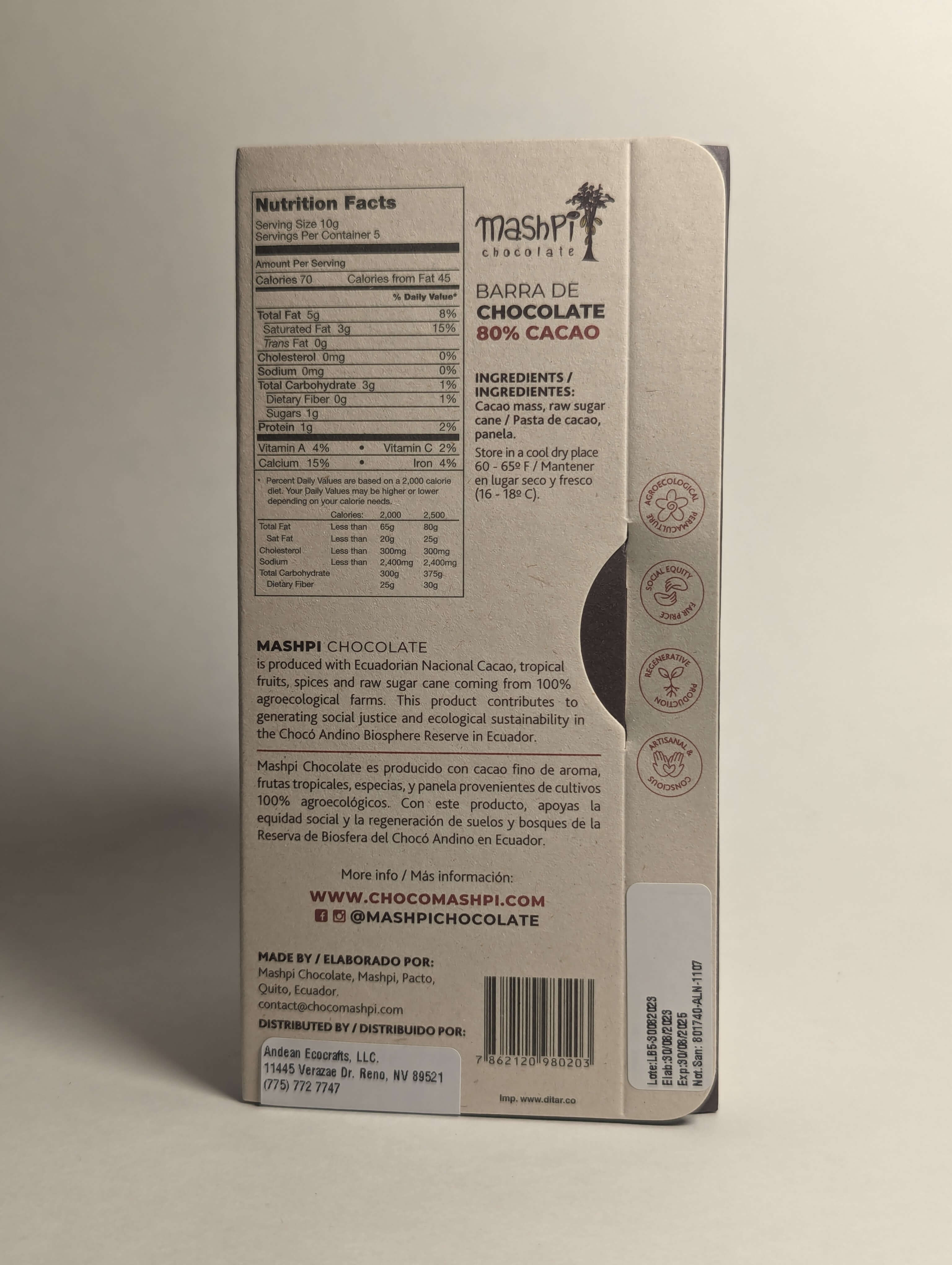 80% Chocolate Bar - Mashpi Chocolate