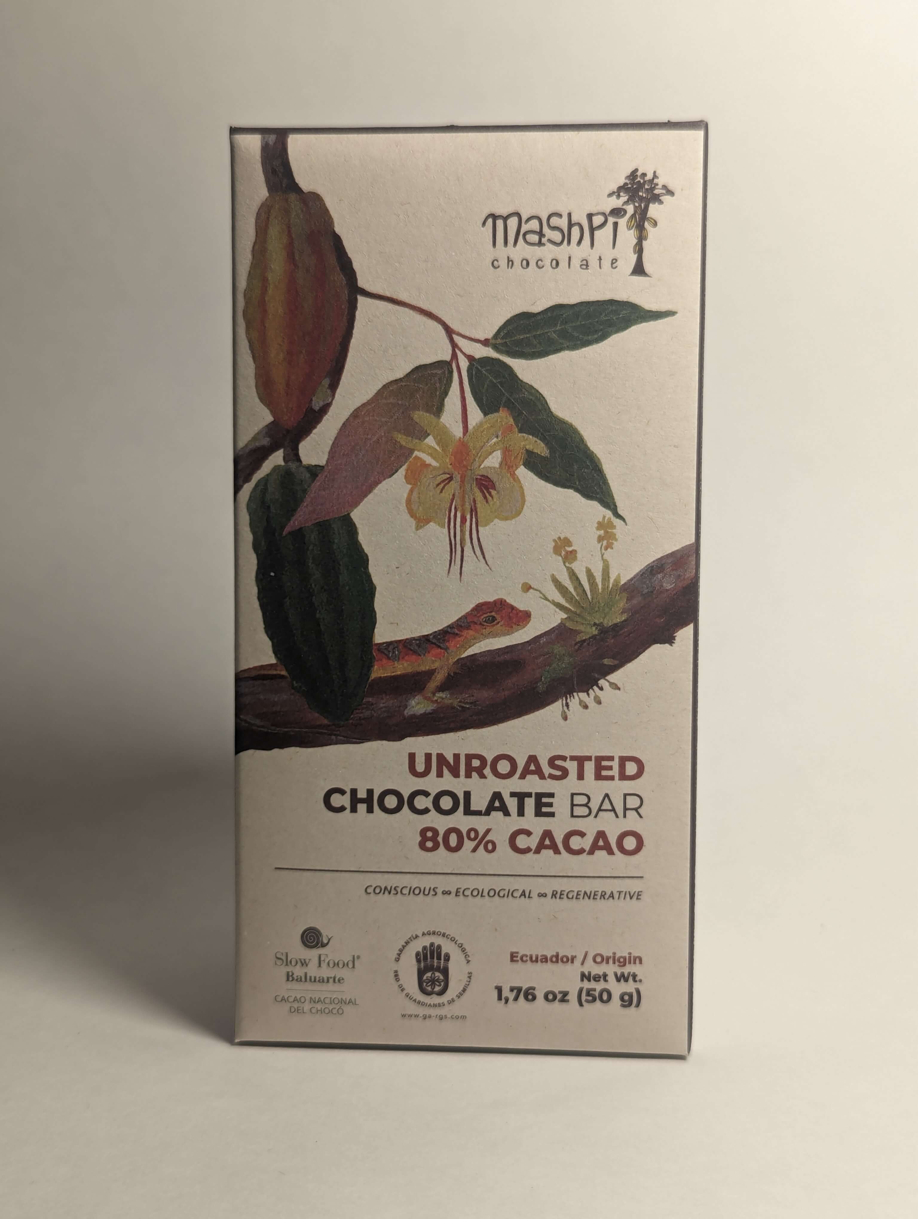 80% UNROASTED Chocolate Bar - Mashpi Chocolate