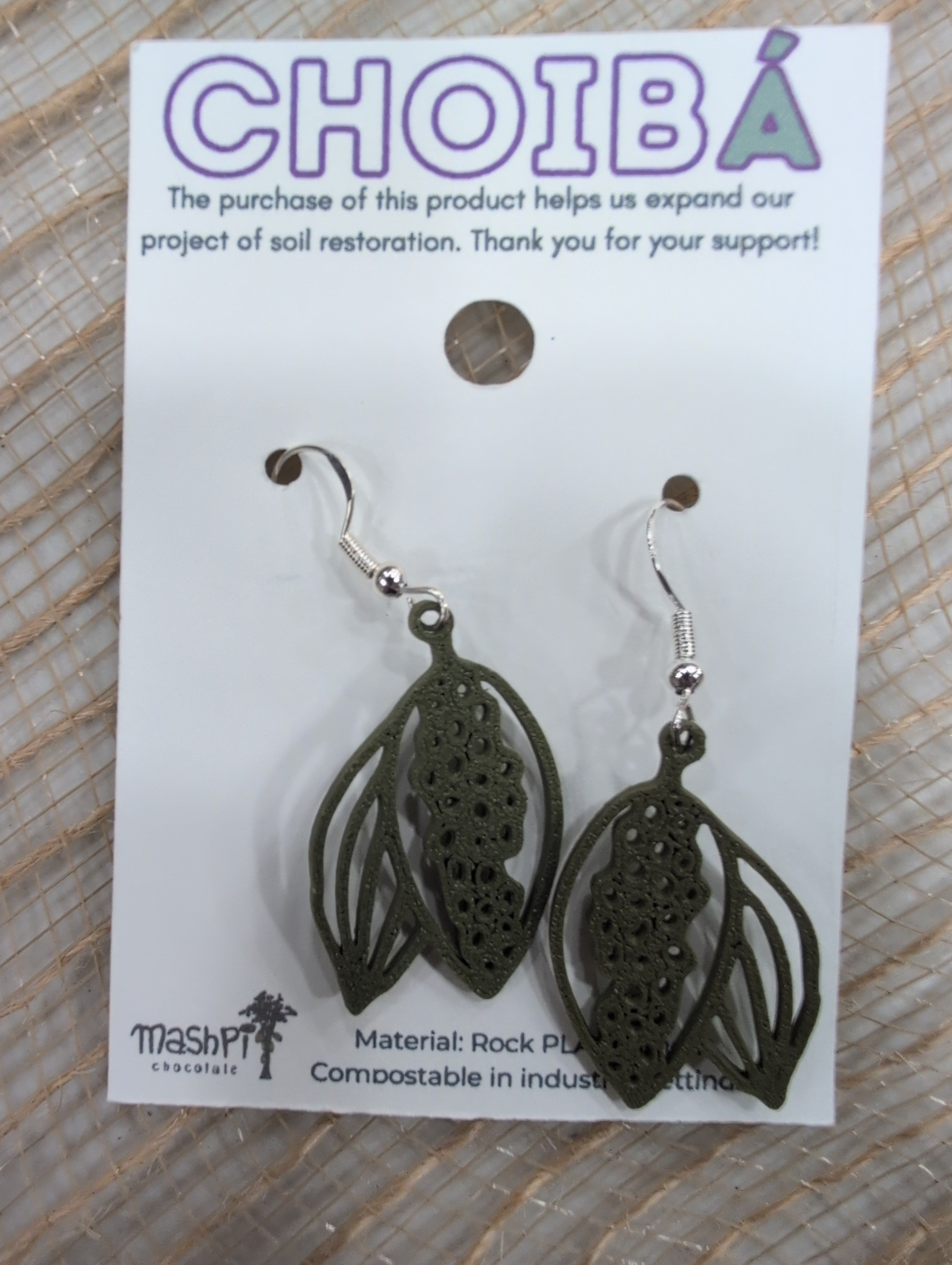 Green Cacao shaped earrings
