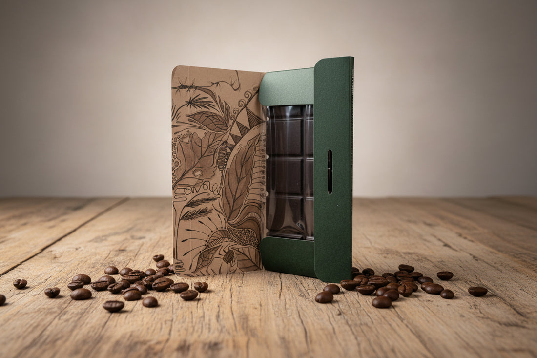 Open coffee bar snack with coffee beans